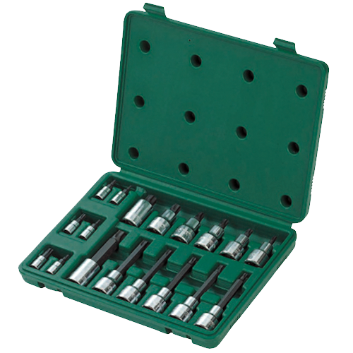 SATA 09053 Dr. Hex Bit Socket Set 18pc, 1/4"&1/2", 2kg, Metric,